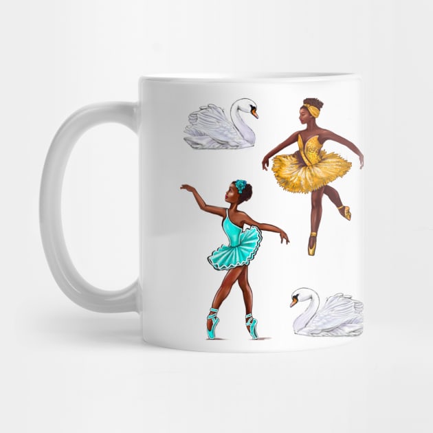 The top 10 best Dance gifts - Swans - African American Ballerinas Black girls dancing Ballet Dancers Brown skin Ballerina by Artonmytee